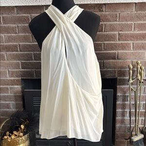 Haute Hippie Ivory Halter Cowl Neck Top